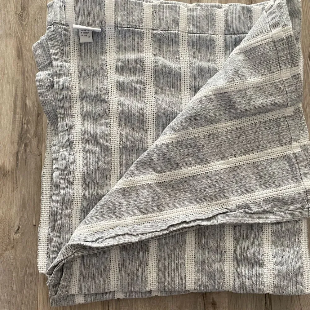 Threshold Blue-Gray and White Textured Woven Shower Curtain